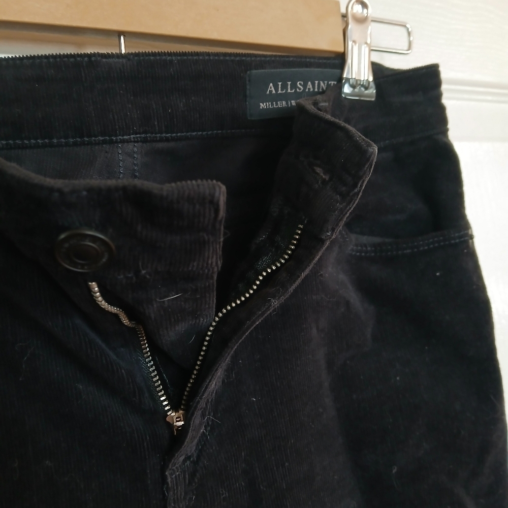 All Saints Women's Miller Black Corduroy Pants Size 27 Quiet Luxury Casual - Picture 6 of 7